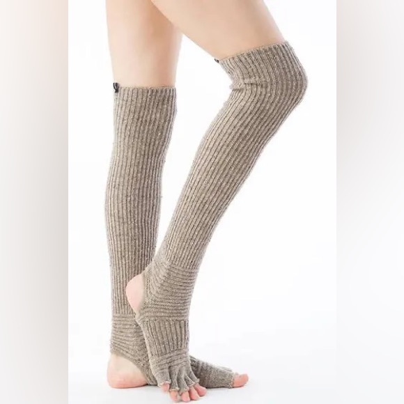 Free People Accessories - Wool Blend Confetti Ribbed Open Toe/Heel Yoga Leg Warmers Socks -BITTER YELLOW